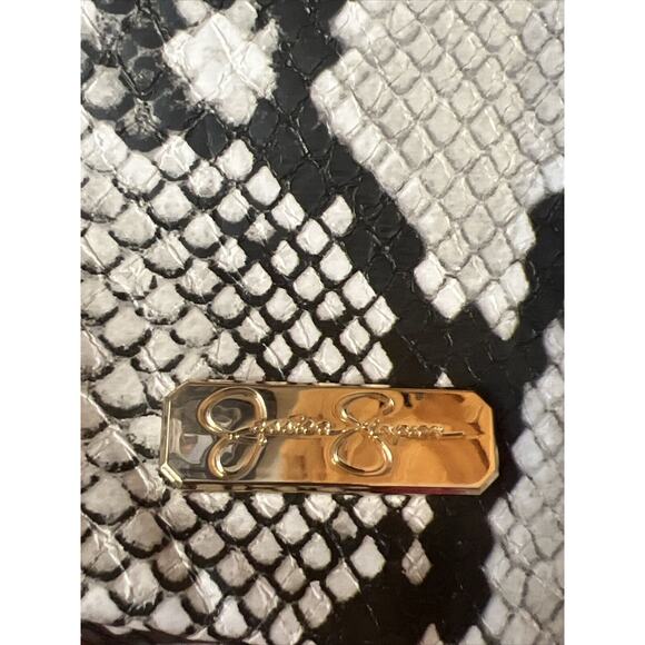 Jessica Simpson Sabrina Shoulder Bag Purse Natural Python Snake Skin White Gray - Picture 7 of 11